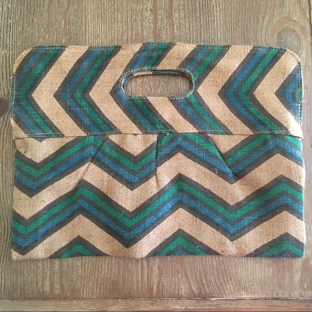Chevron Burlap Handbag